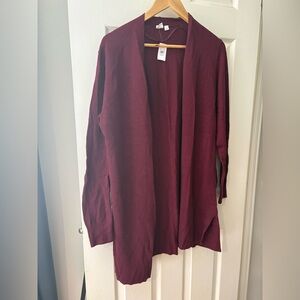 GAP NWT mid length open front cardigan size XL burgundy
